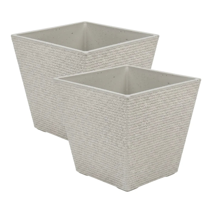 Set 2 Macetero Plastico Bajo Premium Base Cuadrada Conica L