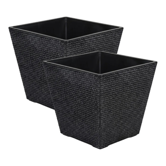 Set 2 Macetero Plastico Bajo Premium Base Cuadrada Conica L