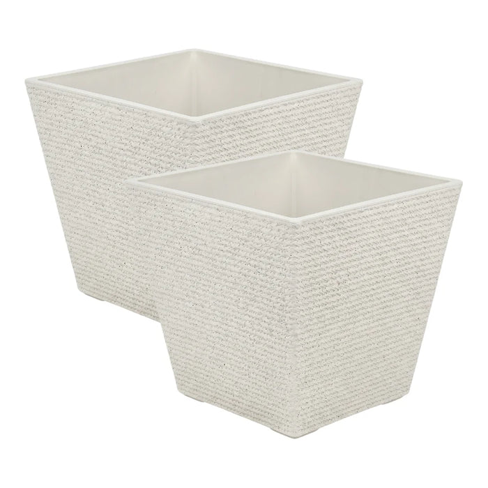 Set 2 Macetero Plastico Bajo Premium Base Cuadrada Conica L