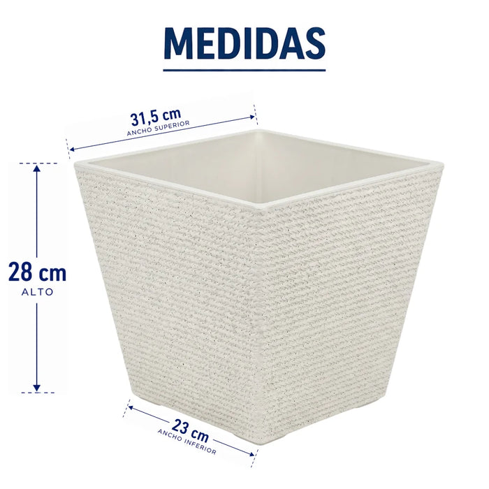 Set 2 Macetero Plastico Bajo Premium Base Cuadrada Conica M