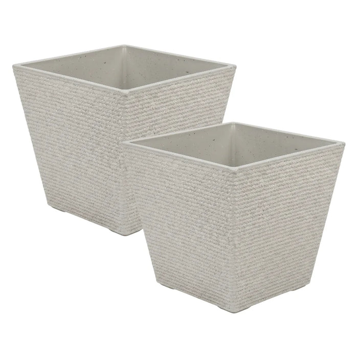 Set 2 Macetero Plastico Bajo Premium Base Cuadrada Conica M