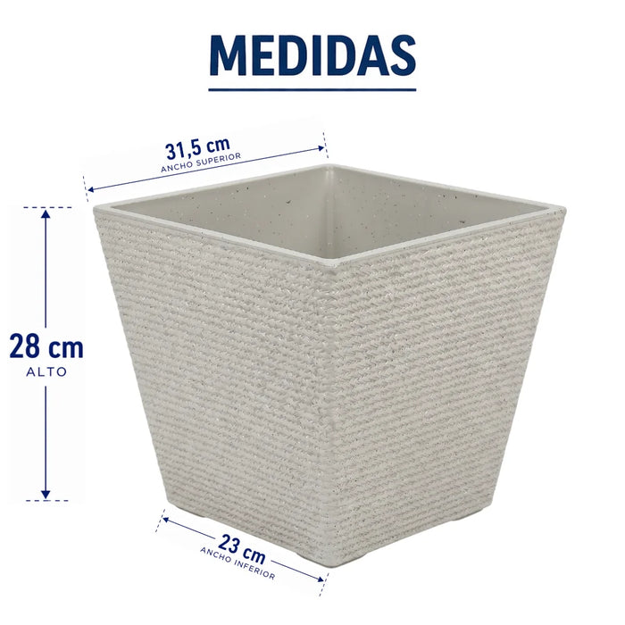 Set 2 Macetero Plastico Bajo Premium Base Cuadrada Conica M