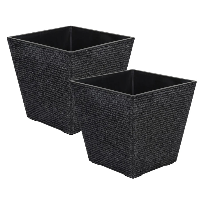 Set 2 Macetero Plastico Bajo Premium Base Cuadrada Conica M