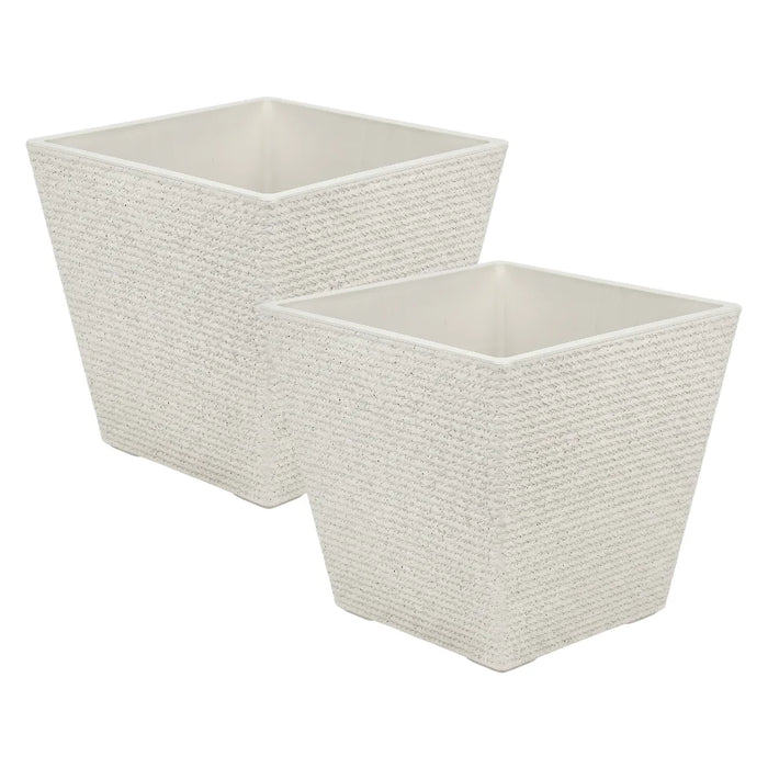 Set 2 Macetero Plastico Bajo Premium Base Cuadrada Conica M