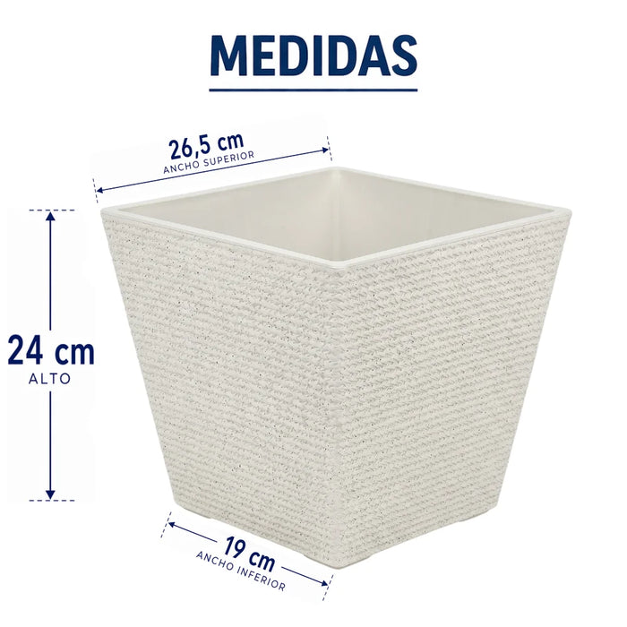 Set 2 Macetero Plastico Bajo Premium Base Cuadrada Conica S