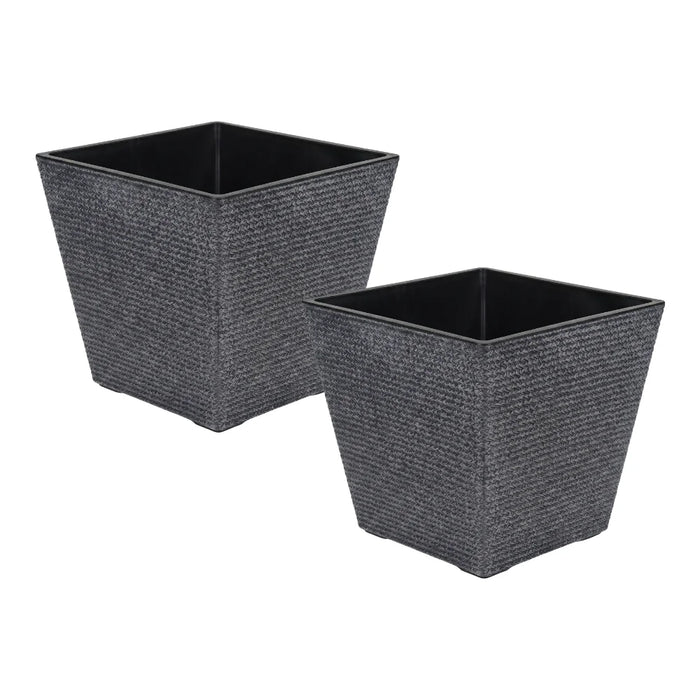 Set 2 Macetero Plastico Bajo Premium Base Cuadrada Conica S