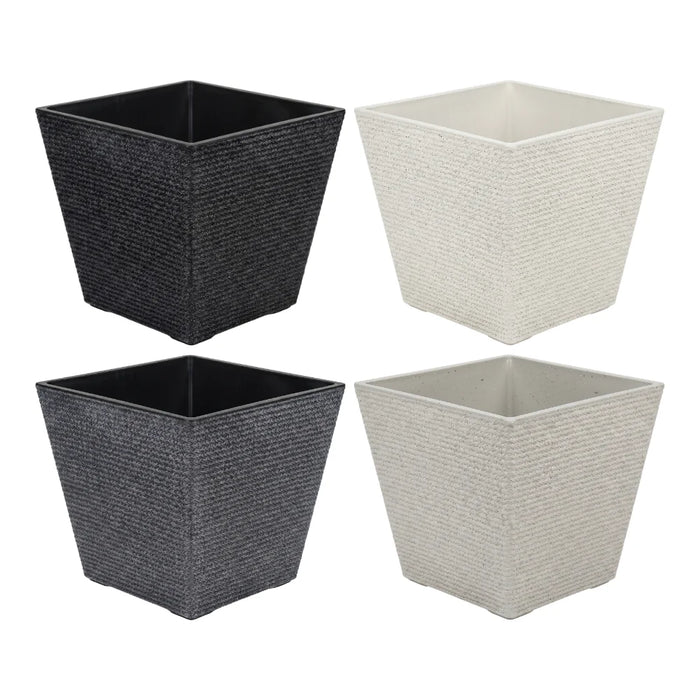 Set 2 Macetero Plastico Bajo Premium Base Cuadrada Conica S