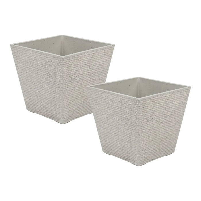 Set 2 Macetero Plastico Bajo Premium Base Cuadrada Conica S
