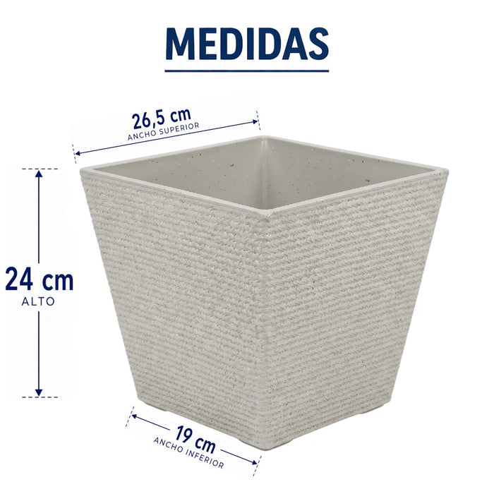 Set 2 Macetero Plastico Bajo Premium Base Cuadrada Conica S