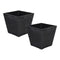 Set 2 Macetero Plastico Bajo Premium Base Cuadrada Conica S