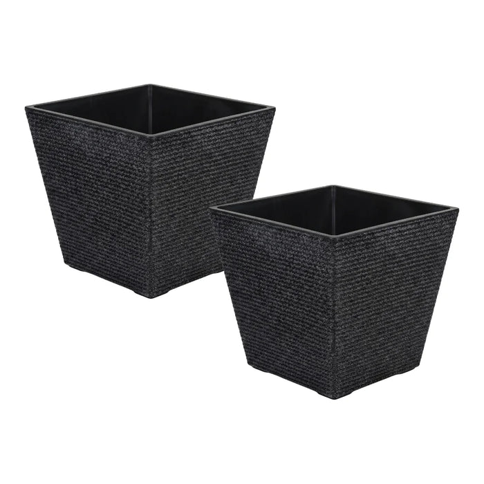 Set 2 Macetero Plastico Bajo Premium Base Cuadrada Conica S