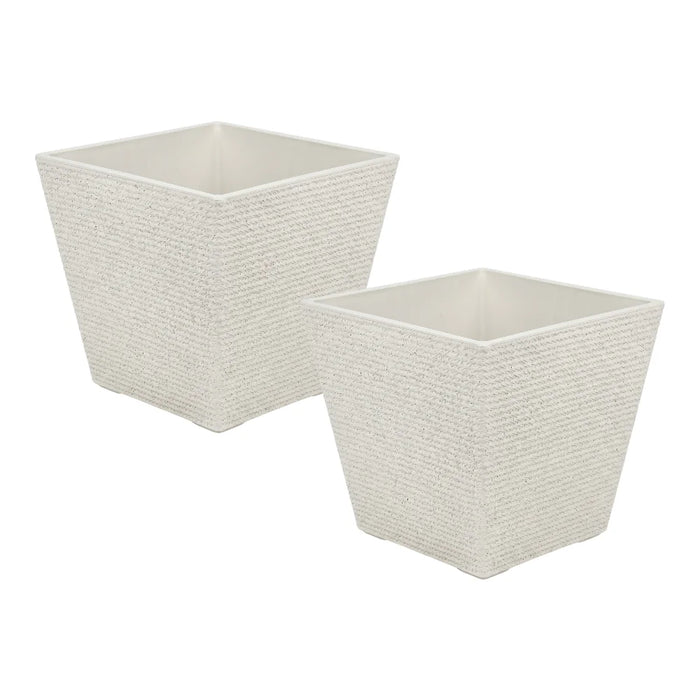 Set 2 Macetero Plastico Bajo Premium Base Cuadrada Conica S