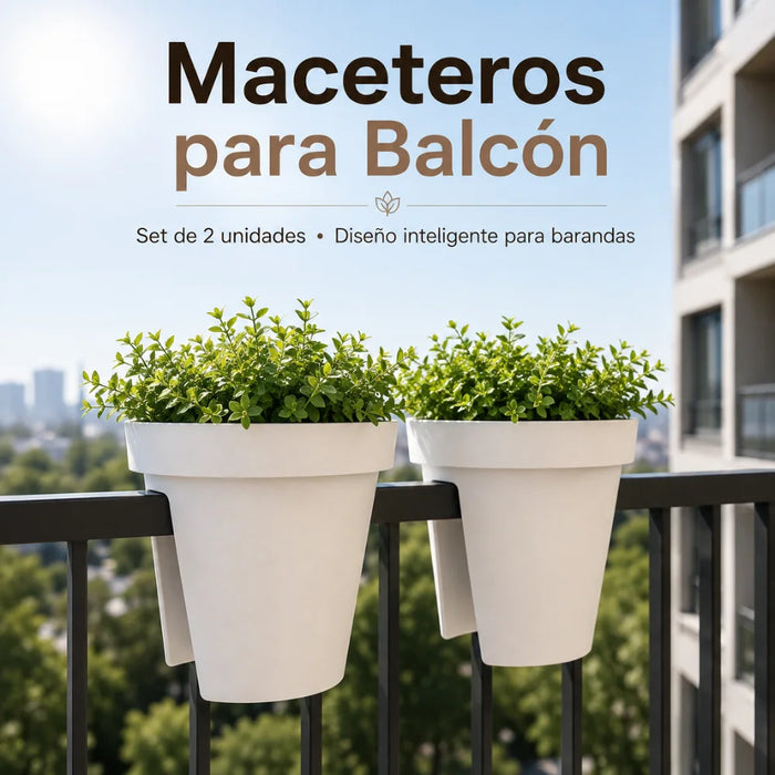 Set 2 Maceteros Colgantes Para Balcon Terraza Jardin Plastico