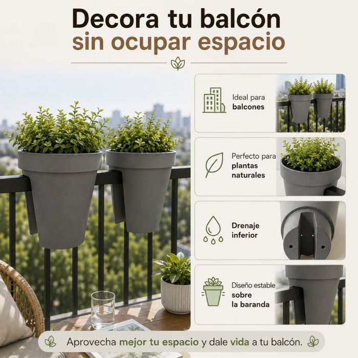 Set 2 Maceteros Colgantes Para Balcon Terraza Jardin Plastico