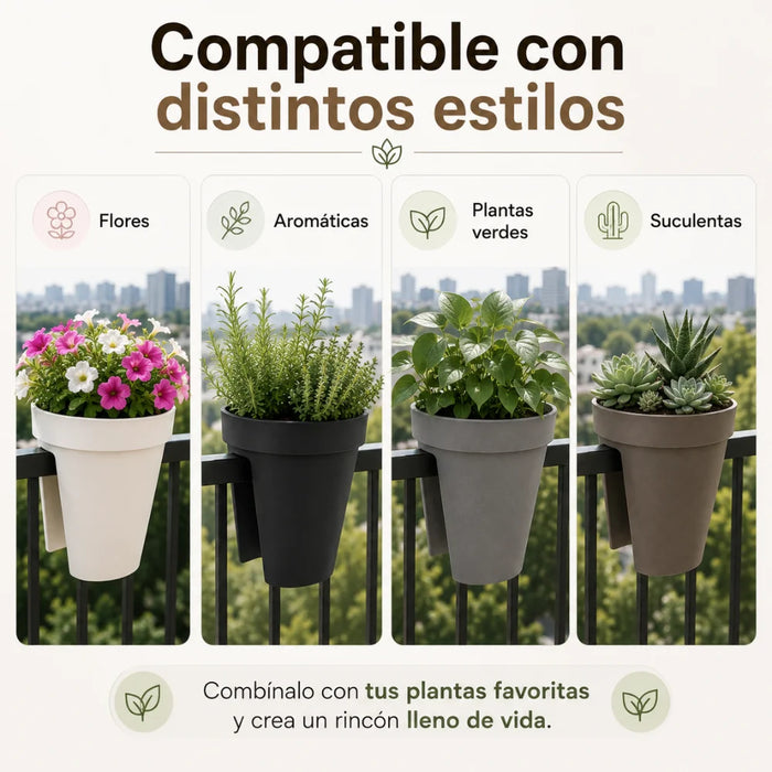 Set 2 Maceteros Colgantes Para Balcon Terraza Jardin Plastico