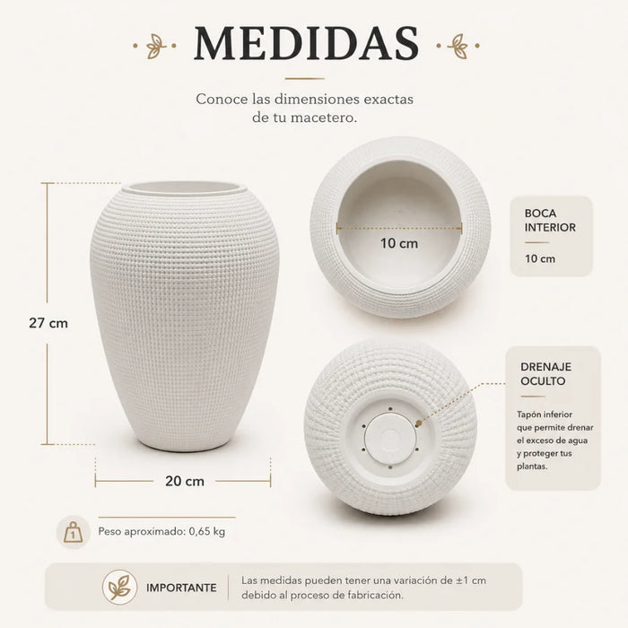 Set 2 Maceteros Plastico Redondo Ovalado Moderno Textura M