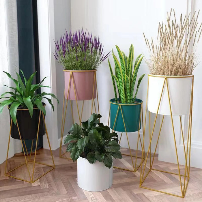 Set 2 Pedestales Porta Macetero Deco Rosado Duo Tamaños