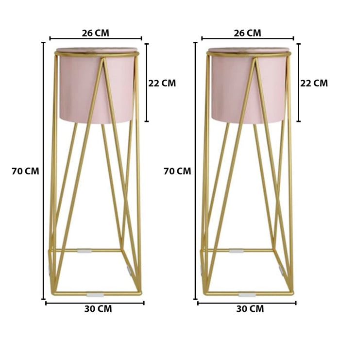 Set 2 Pedestales Porta Macetero Deco Rosado Grandes