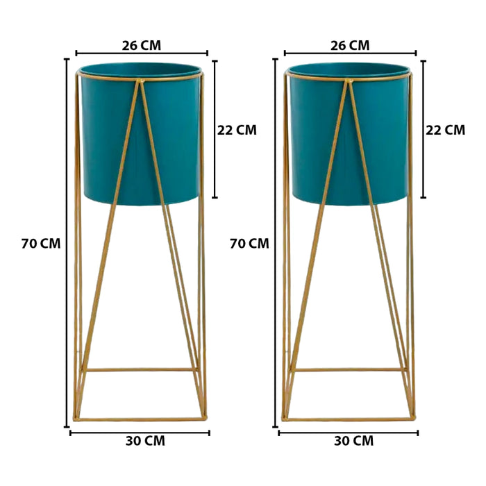 Set 2 Pedestales Porta Macetero Deco Verde Oscuro Grandes