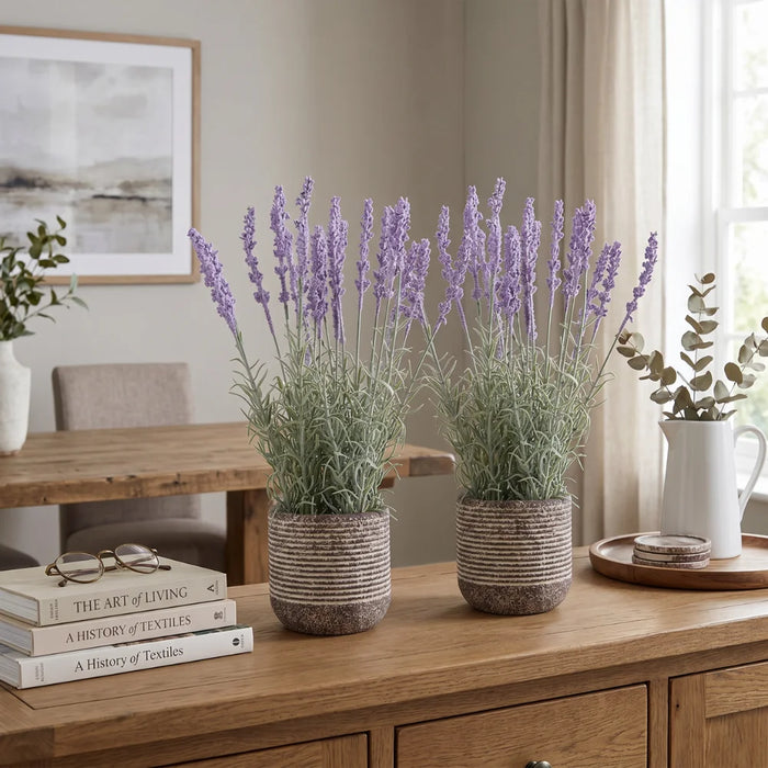 Set 2 Plantas Artificiales Flores Lavanda Decoracion Hogar