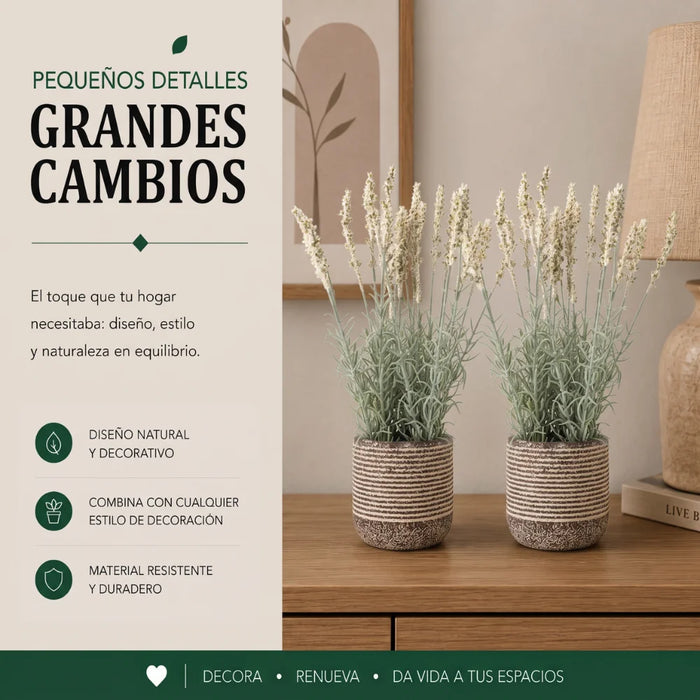 Set 2 Plantas Artificiales Flores Lavanda Decoracion Hogar