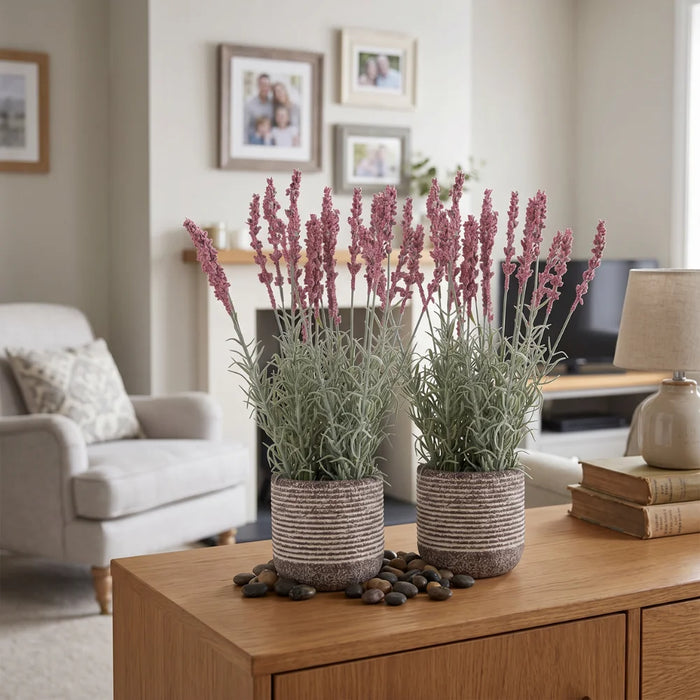 Set 2 Plantas Artificiales Flores Lavanda Decoracion Hogar
