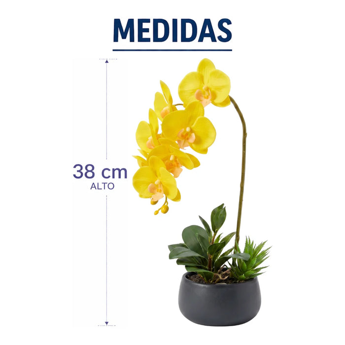 Set 2 Plantas Artificiales Orquidea Maceta Decoracion Hogar