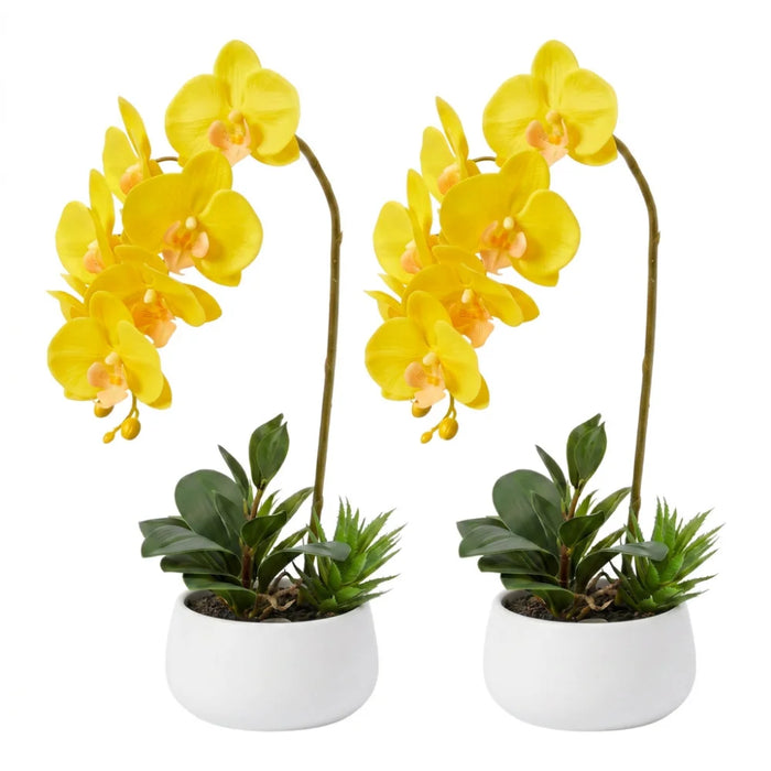 Set 2 Plantas Artificiales Orquidea Maceta Decoracion Hogar