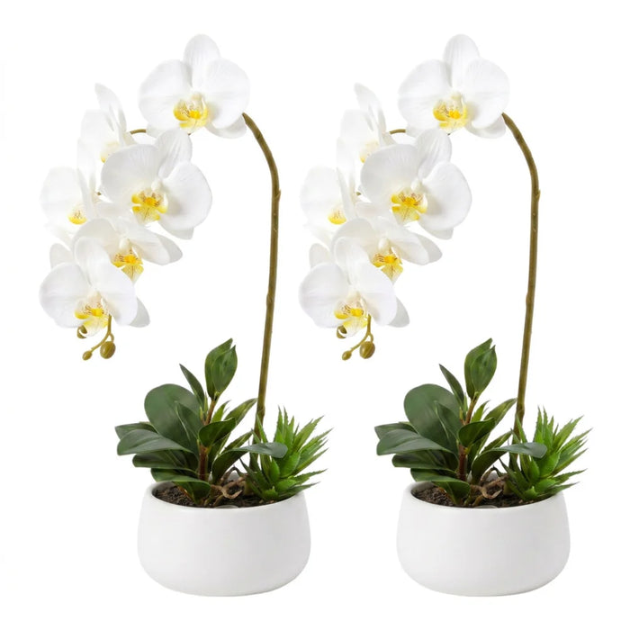 Set 2 Plantas Artificiales Orquidea Maceta Decoracion Hogar