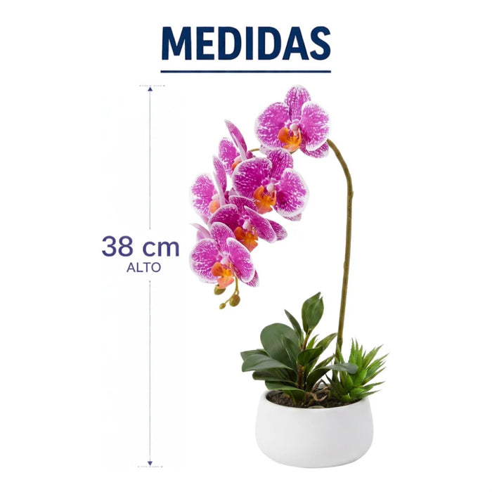 Set 2 Plantas Artificiales Orquidea Maceta Decoracion Hogar