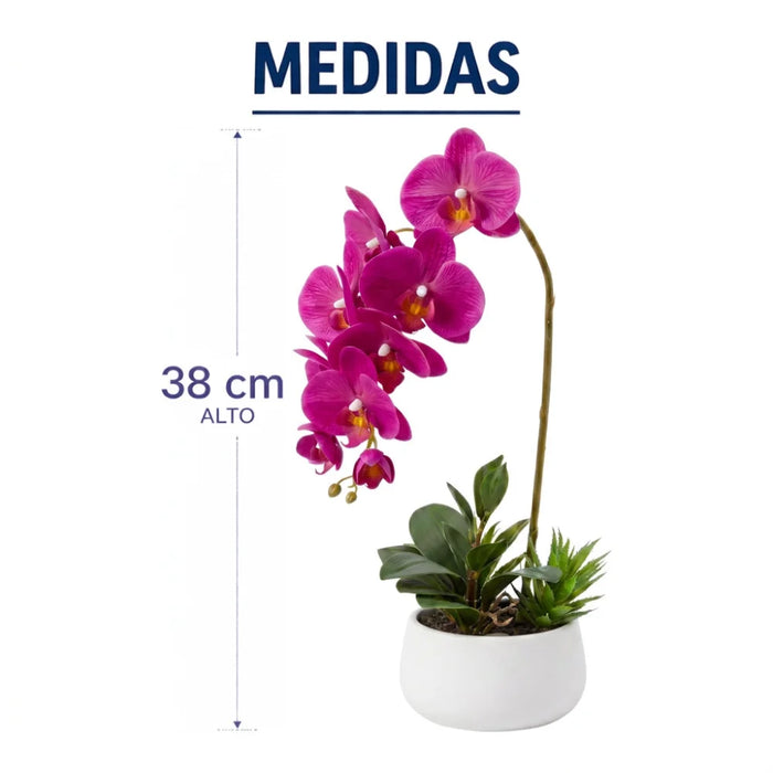 Set 2 Plantas Artificiales Orquidea Maceta Decoracion Hogar