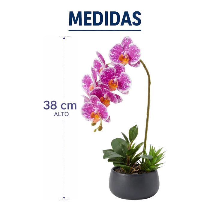 Set 2 Plantas Artificiales Orquidea Maceta Decoracion Hogar
