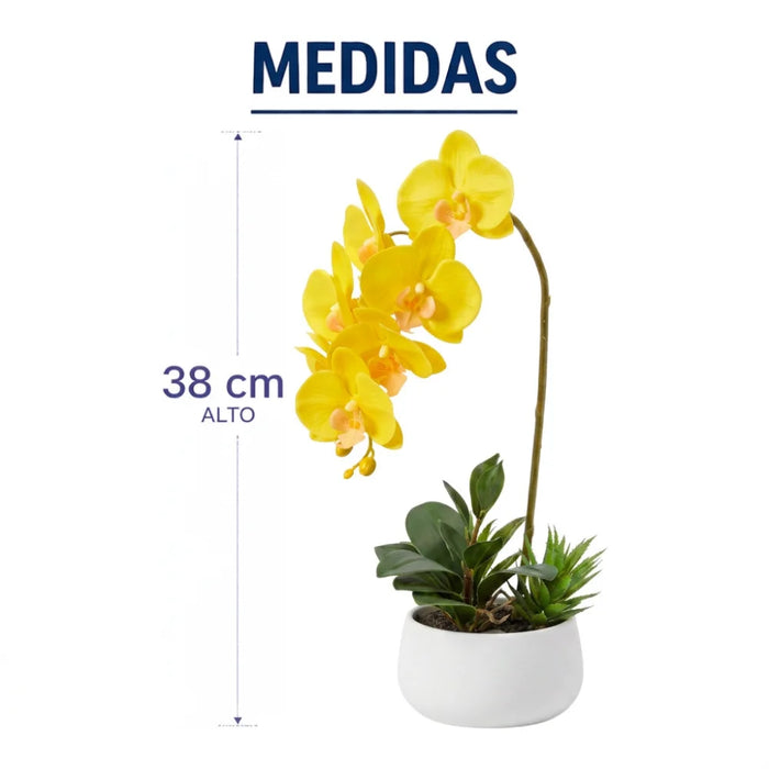 Set 2 Plantas Artificiales Orquidea Maceta Decoracion Hogar