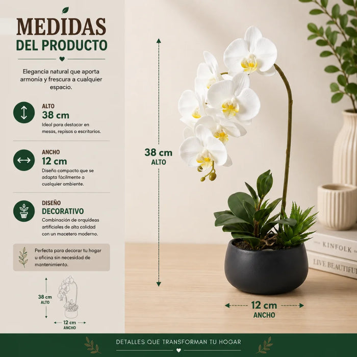 Set 2 Plantas Artificiales Orquidea Maceta Decoracion Hogar