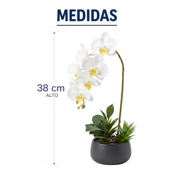 Set 2 Plantas Artificiales Orquidea Maceta Decoracion Hogar