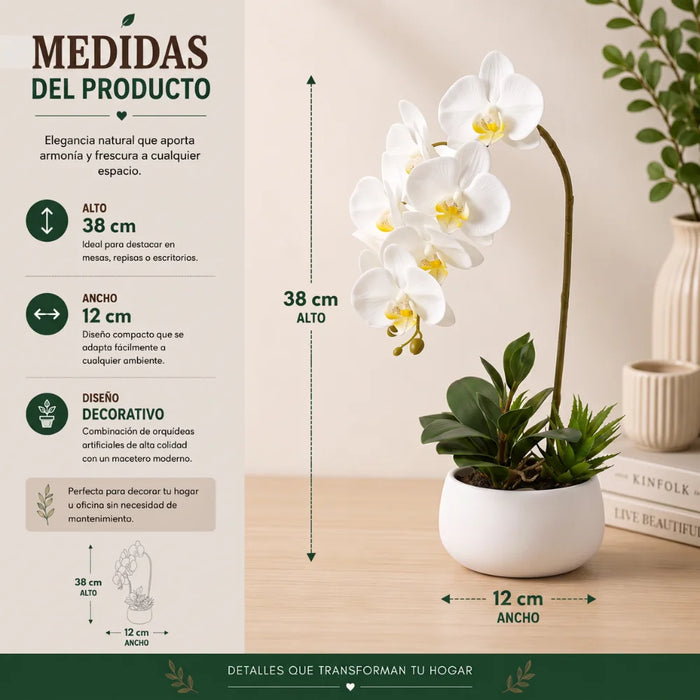 Set 2 Plantas Artificiales Orquidea Maceta Decoracion Hogar