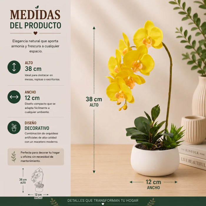 Set 2 Plantas Artificiales Orquidea Maceta Decoracion Hogar