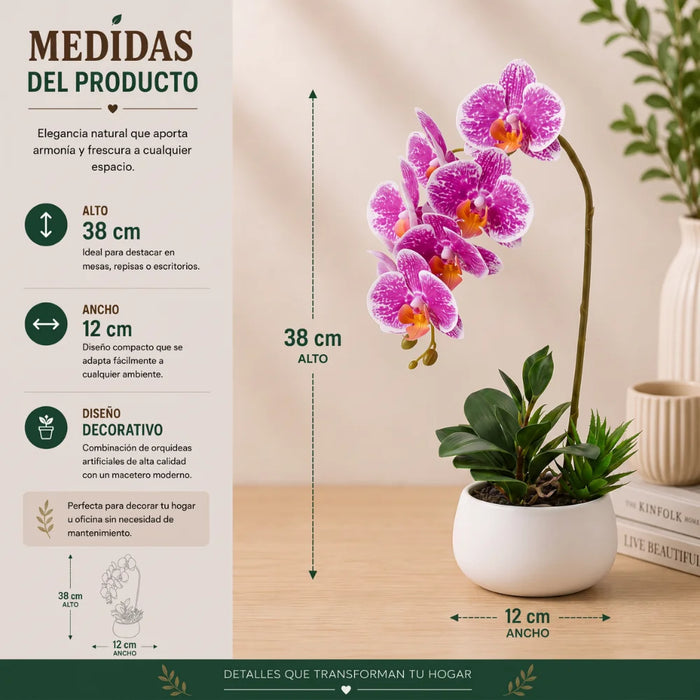 Set 2 Plantas Artificiales Orquidea Maceta Decoracion Hogar