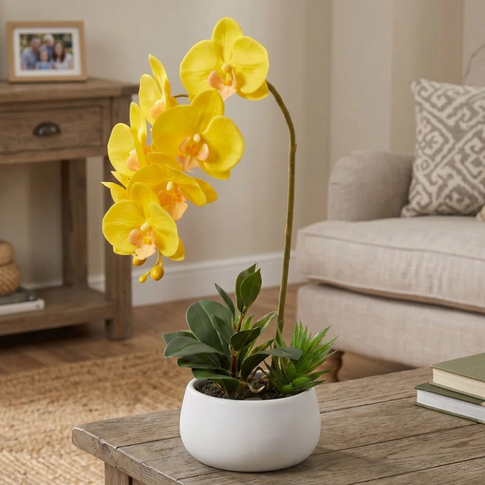 Set 2 Plantas Artificiales Orquidea Maceta Decoracion Hogar