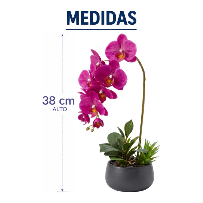 Set 2 Plantas Artificiales Orquidea Maceta Decoracion Hogar
