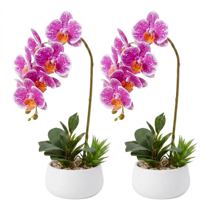 Set 2 Plantas Artificiales Orquidea Maceta Decoracion Hogar