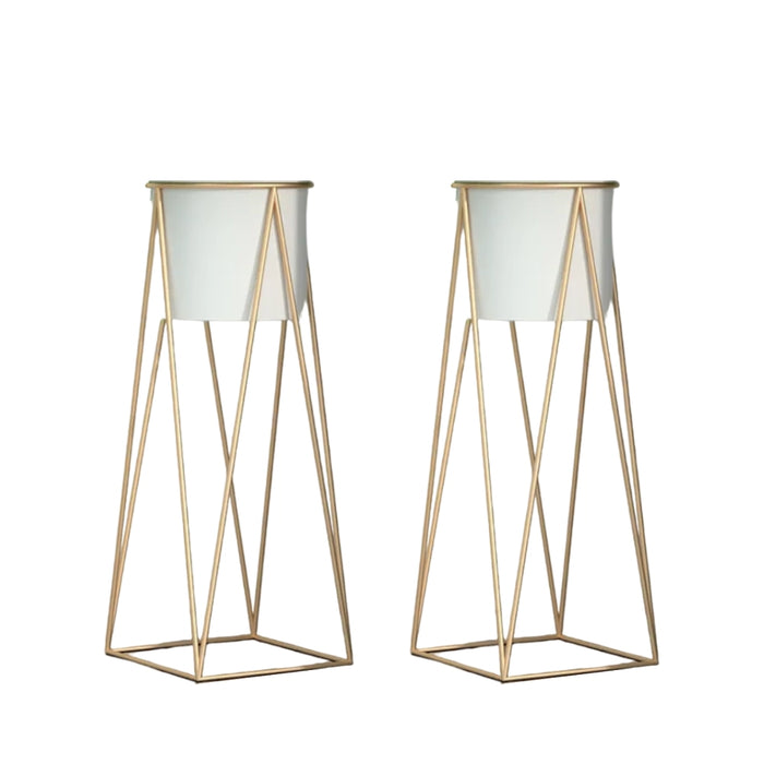 Set 2 Porta Macetero Pedestal Maceta Plantas Blanco Mediano