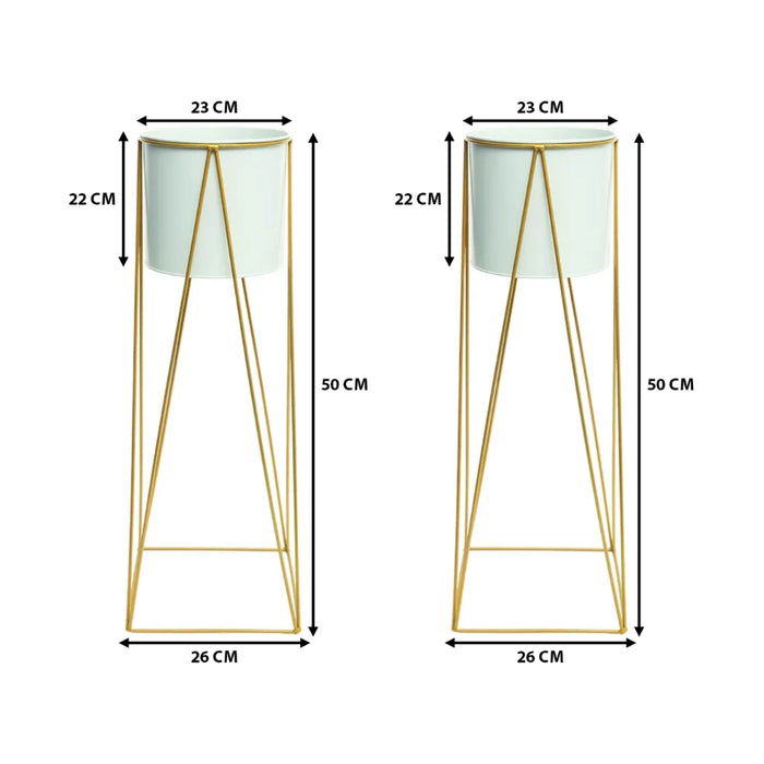 Set 2 Porta Macetero Pedestal Maceta Plantas Blanco Mediano