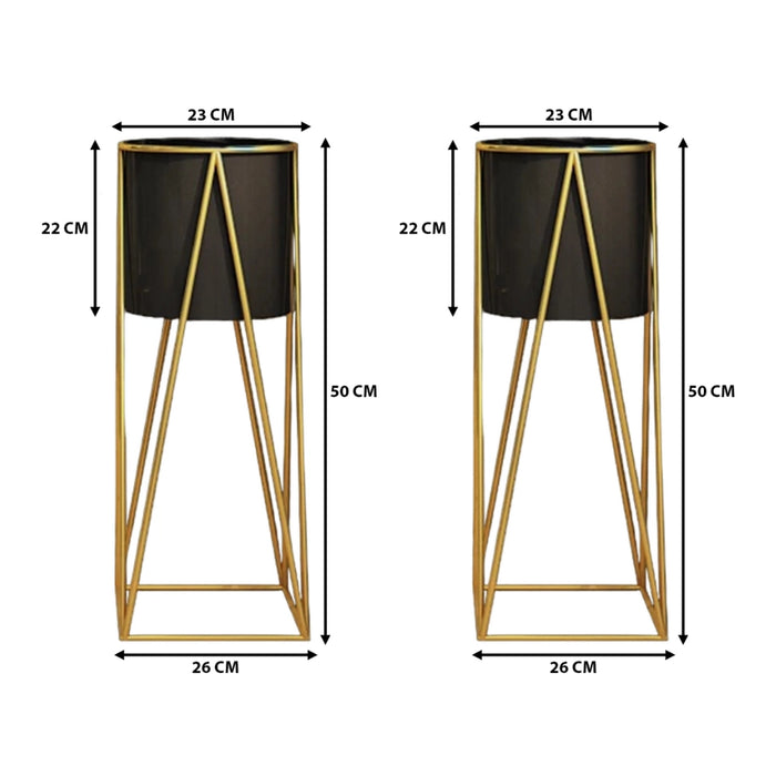 Set 2 Porta Macetero Pedestal Maceta Plantas Negro Mediano