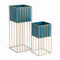 Set 2 Porta Macetero Pedestal Maceta Plantas Verde Dorado