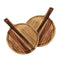 Set 2 Tabla De Madera Redonda Multiuso Base Calor Picoteo M