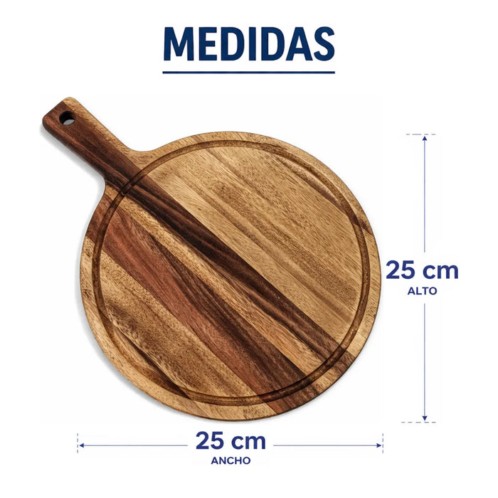 Set 2 Tabla De Madera Redonda Multiuso Base Calor Picoteo S