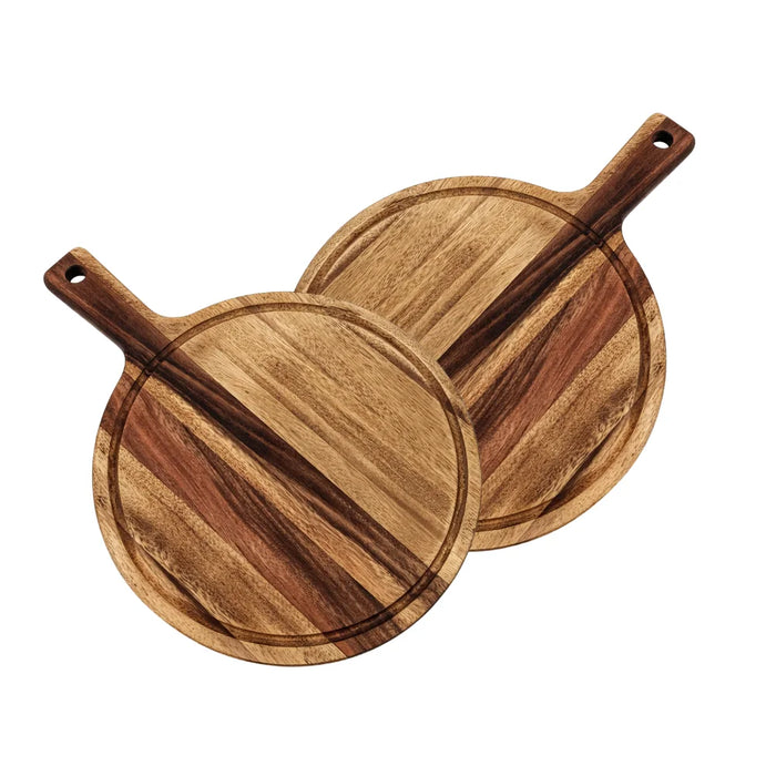 Set 2 Tabla De Madera Redonda Multiuso Base Calor Picoteo S