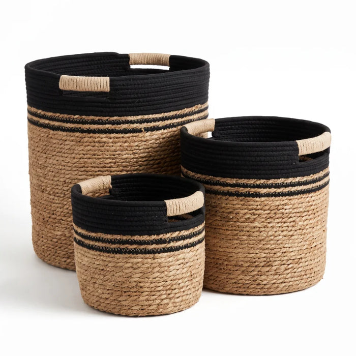Set 3 Canastos De Yute Tejido Cestas Decorativas Rusticas