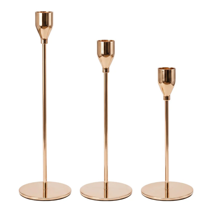 Set 3 Candelabros Porta Velas Dorado Decora Centro De Mesa